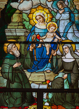 St. Augustine and St. Monica receive the belt of chastity from our Mother of Good Counsel